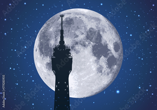 tour Eiffel - clair de lune - Paris -  nuit - symbole - sommet - monument - détail - parisien - voyage