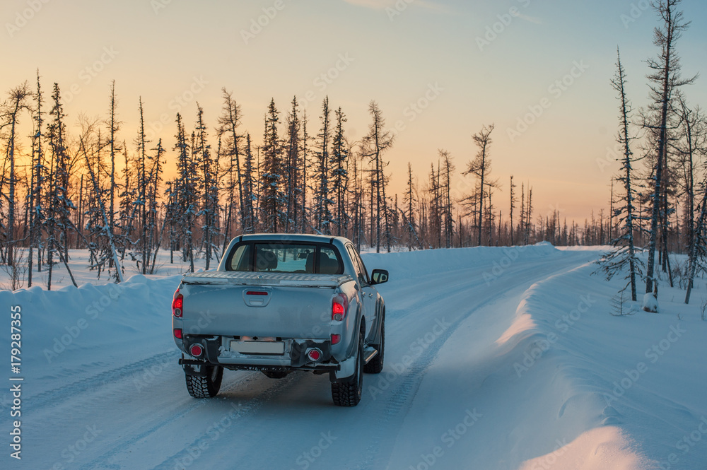car on the winter road