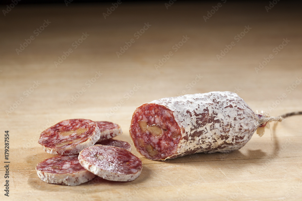 Delicious dry sausage with walnuts Delicious dry sausage with walnuts