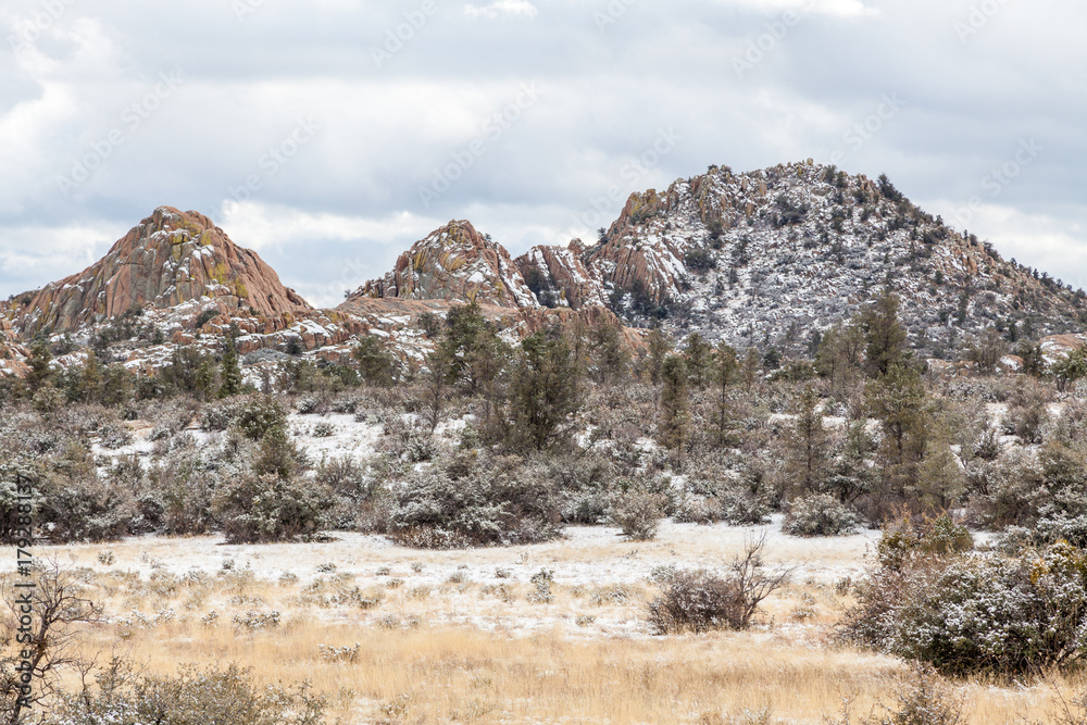 Winter snow on the Granite Dells Prescott Arizona