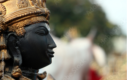 Closeup of idol of Hindu God Balaji or venkatesa or venkateswara,most popular and believed