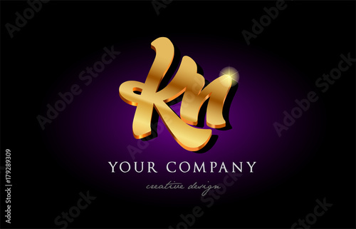 kn k n 3d gold golden alphabet letter metal logo icon design handwritten typography