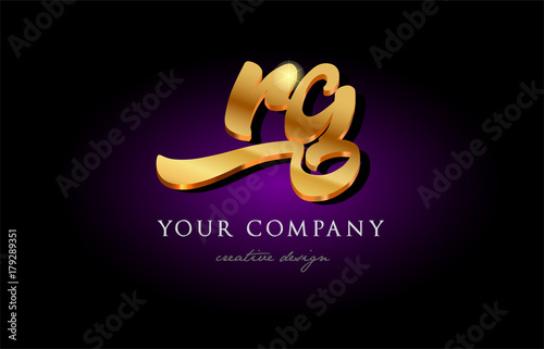 rg  r g 3d gold golden alphabet letter metal logo icon design handwritten typography photo