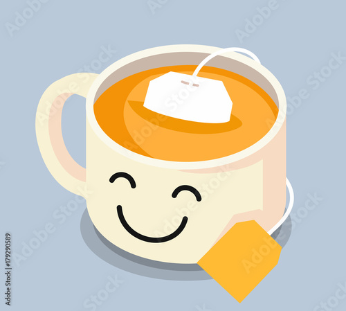 Tea cup with smiley face.