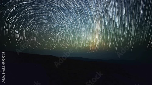 Summit of Steens Mountain Panorama Milky Way Abstract Star Trails Night Time Lapse