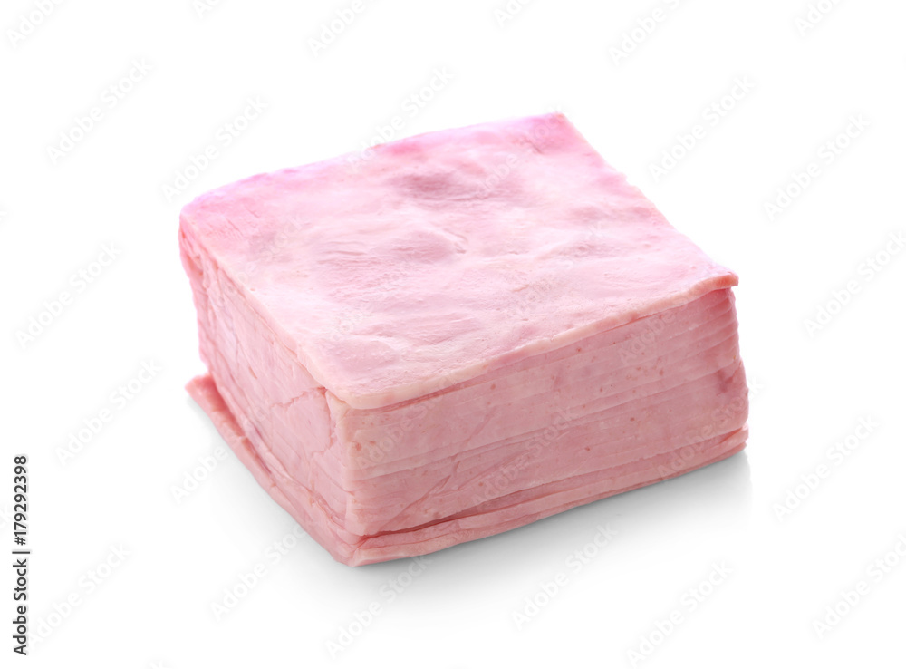 Ham slices isolated on white, Ham meat isolated on white background Ham slices isolated on white, Ham meat isolated on white background