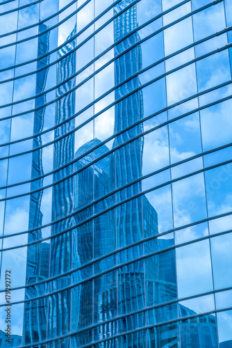 Low angle view of skyscrapers architectural glass