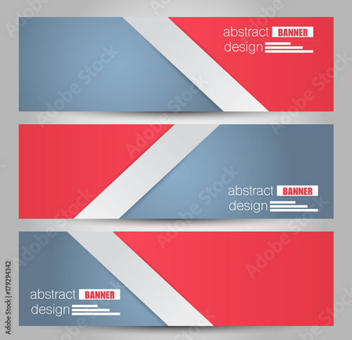 Banner template. Abstract background for design, business, education, advertisement. Red and grey color. Vector illustration.