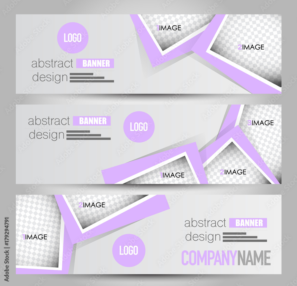 Fototapeta premium Banner template. Horizontal header. Abstract background for design, business, education, advertisement. Purple color. Vector illustration.