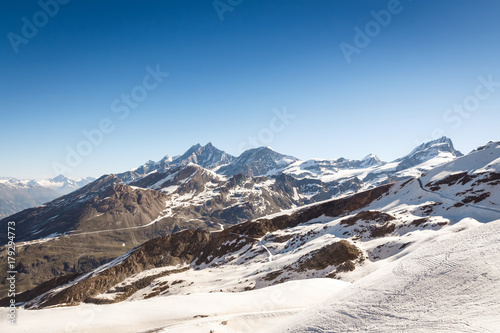 Snow Mountain Range Landscape at Alps Region, Switzerland