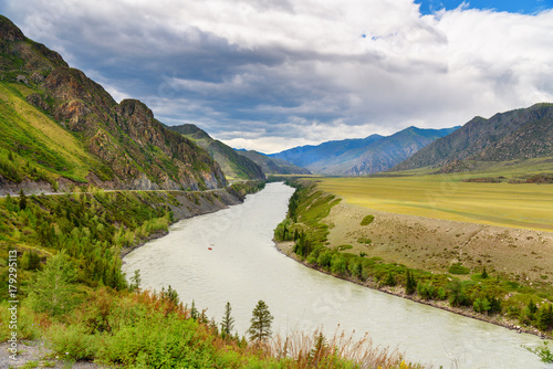 View of Katun river along Chuysky Trakt. Altai Republic, Russia