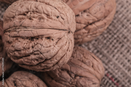 big walnuts on burlap