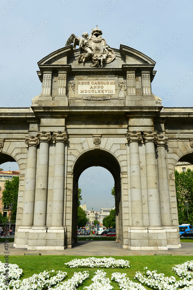 Puerta de Alcala (Alcala Gate) is a Neo-classical monument by Carlos III in the Plaza de la Independencia (Independent Square) in Madrid, Spain.