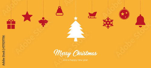 elegante und moderne Grußkarte für Weihnachten mit Vektor Icons und Merry Christmas