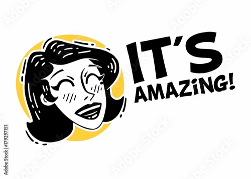 it's amazing logo with the face of a very happy girl