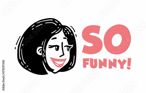 logo so funny girl head smiling