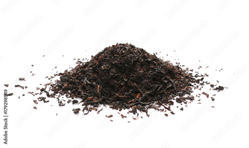 Black tea leaves isolated on white background Black tea leaves isolated on white background