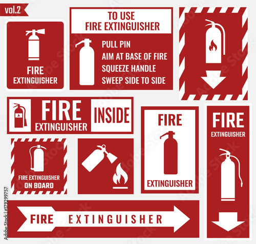 fire extinguisher icon and signs vector illustration