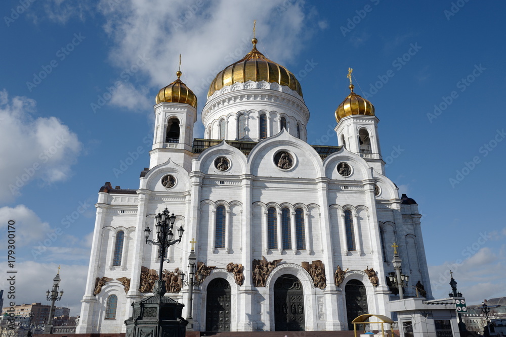 The Cathedral of Christ the Savior. The existing structure, built in the 1990's, is a reconstruction of the temple of the same name, created in the XIX century. Moscow. 