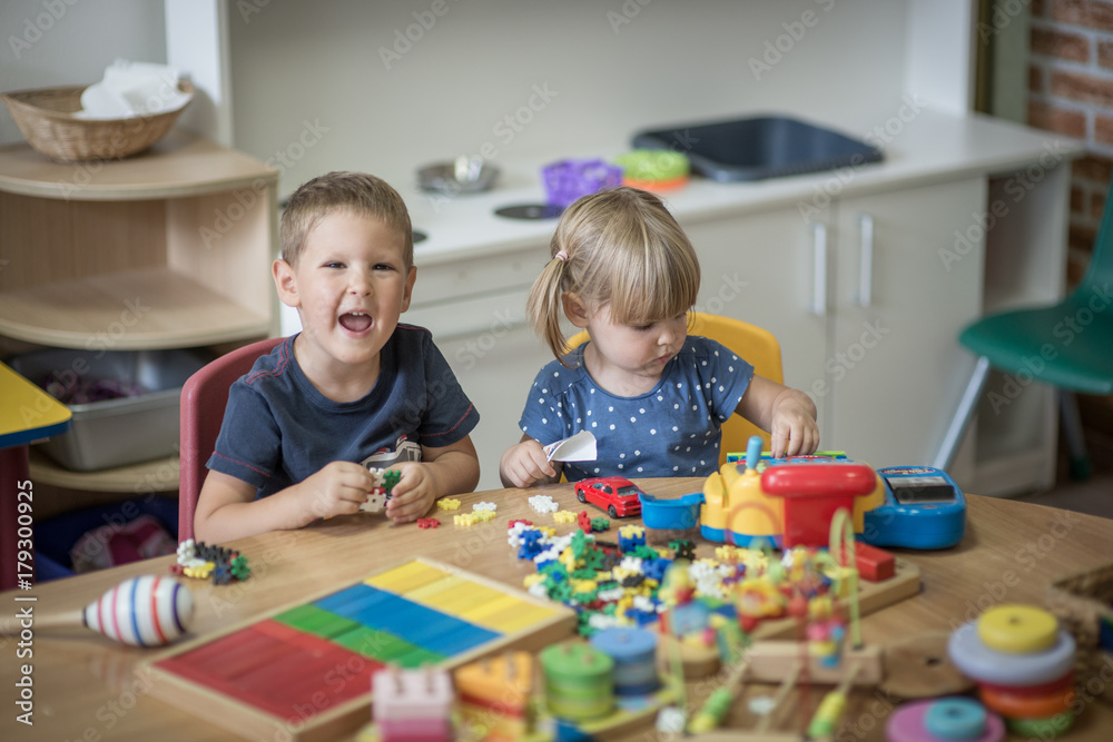 Caucasian kids in pre-school Caucasian kids in pre-school