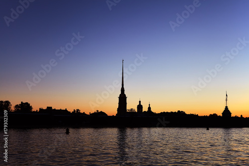 Peter and Paul fortress and the Neva river at sunrise, Saint-Petersburg, Russia