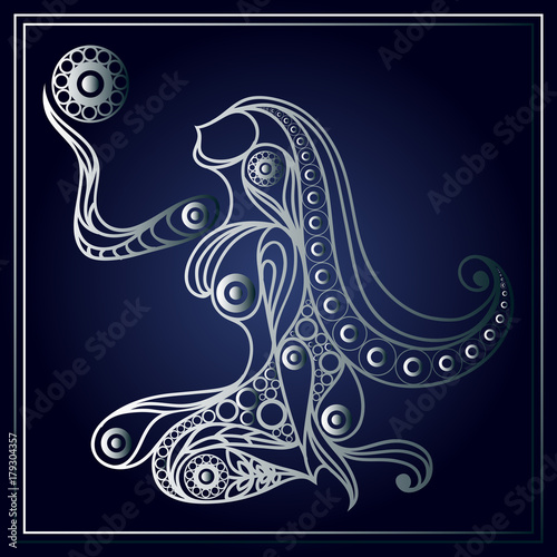 Decorative zodiac sign Virgo in floral style 2