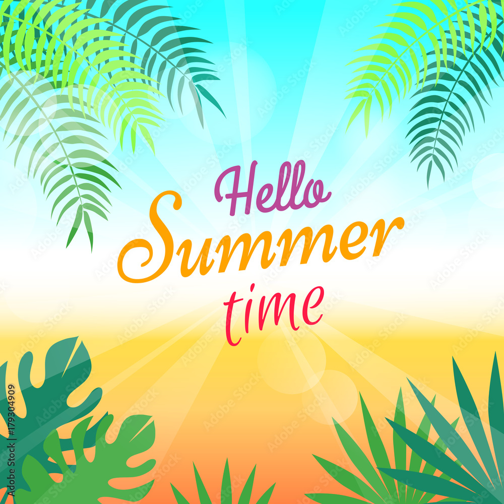 Lovely Summer Promotional Poster with Green Palms