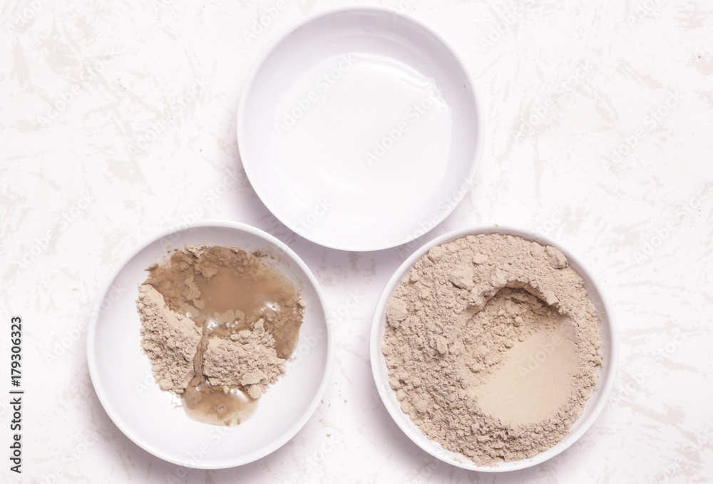 Clay powder and water - facial mask ingredients Clay powder and water - facial mask ingredients