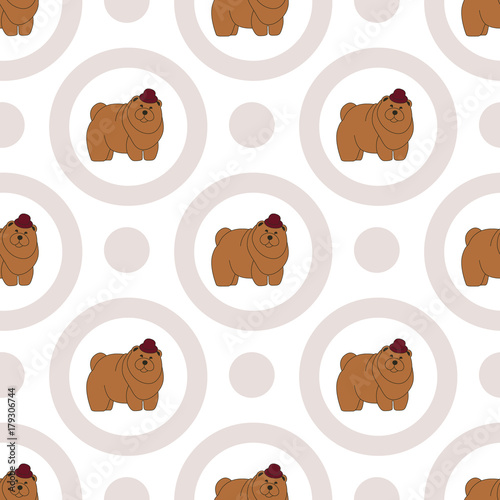 Chow Chow. Breeds of dogs. Seamless pattern. Minimalism. Dog is a symbol of 2018. Chinese calendar. Vector