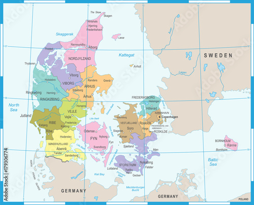 Denmark Map - Vector Illustration