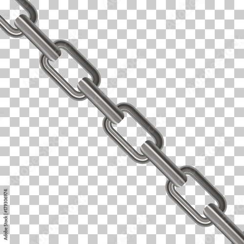 Metal chain links on transparent background. Vector illustration.