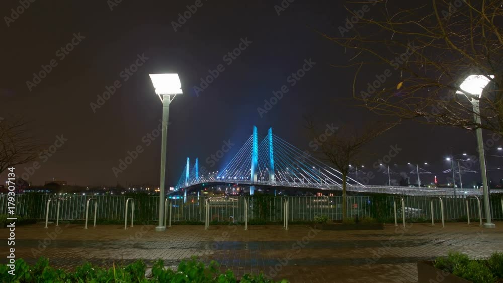 Tilikum Crossing Bridge Zoom Portland Oregon Night Time Lapse