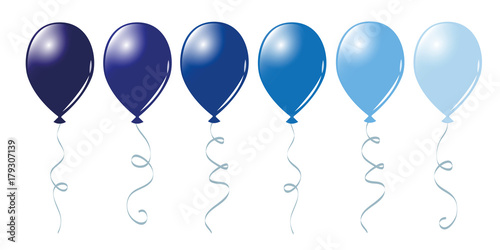 luftballons in unterschiedlichen blautönen