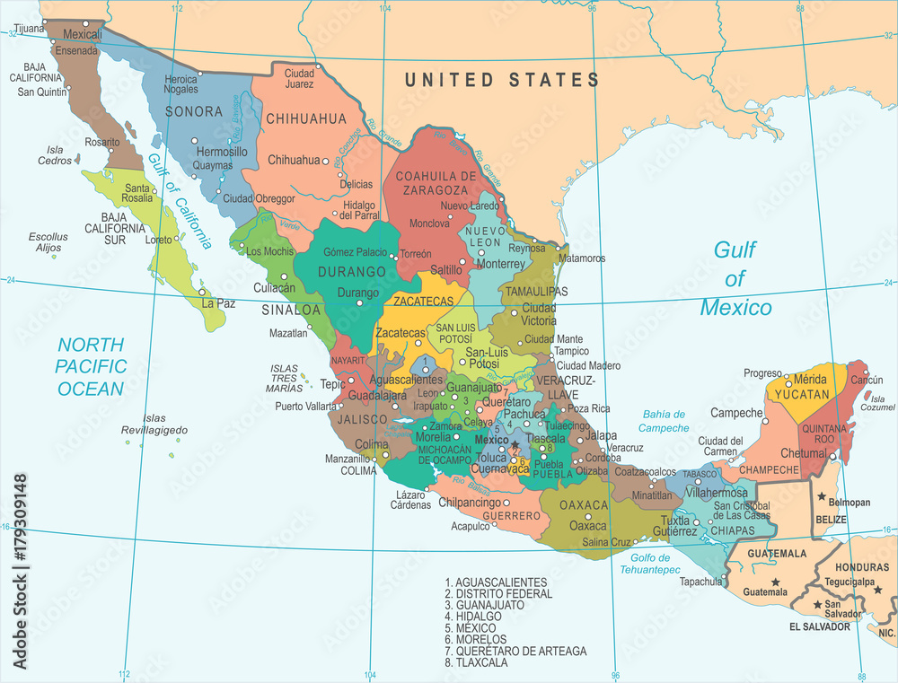 Mexico Map - Vector Illustration