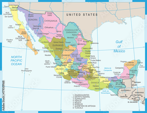 Mexico Map - Vector Illustration