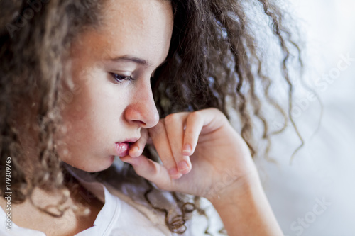 Curly hair  teen girl