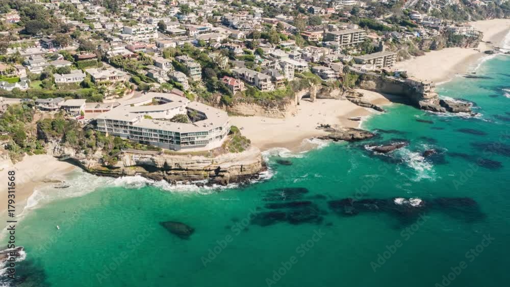 Aerial view of beautiful tropical island with white sand beach hotels Aerial view of beautiful tropical island with white sand beach hotels