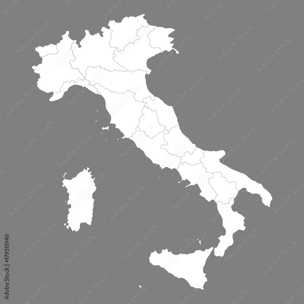 Obraz premium High quality map Italy with borders of the regions