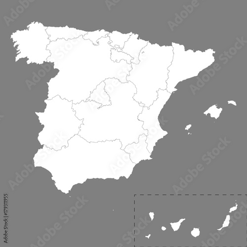 High quality map Spain with borders of the regions