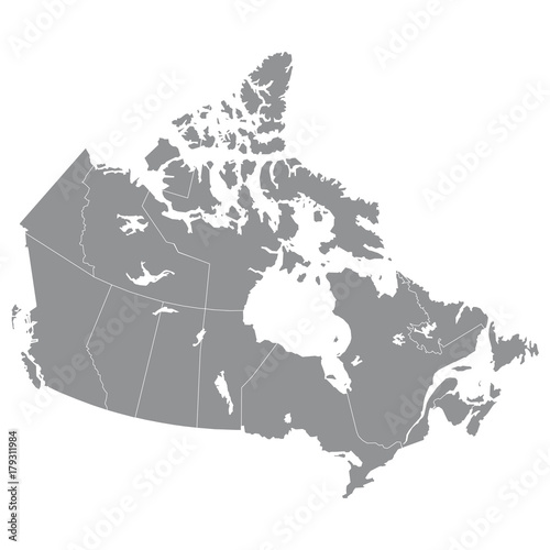High quality map Canada with borders of the regions