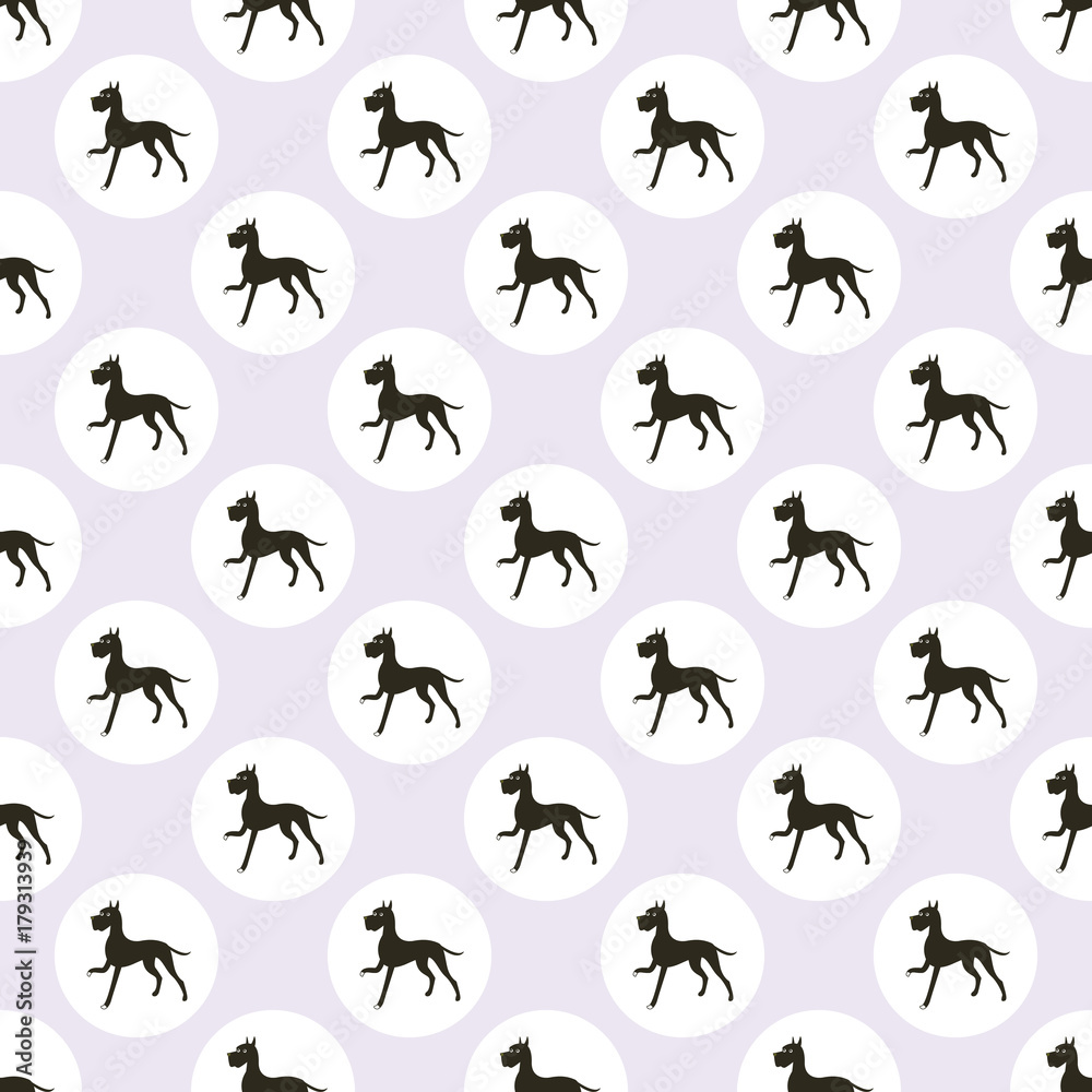Black Great Dane. Breeds of dogs. Seamless pattern. Minimalism. Dog is a symbol of 2018. Chinese calendar. Vector Black Great Dane. Breeds of dogs. Seamless pattern. Minimalism. Dog is a symbol of 2018. Chinese calendar. Vector