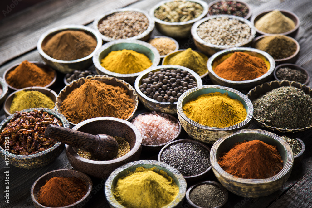 Spice Still Life, wooden bowl