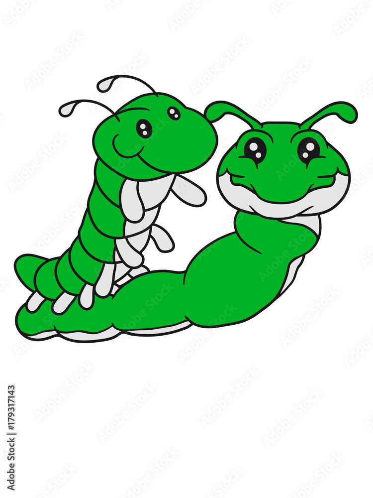 Obraz premium reiten 2 freunde papa mama kind baby klein familie team paar schnecke kriechen raupe schlange süß niedlich comic cartoon