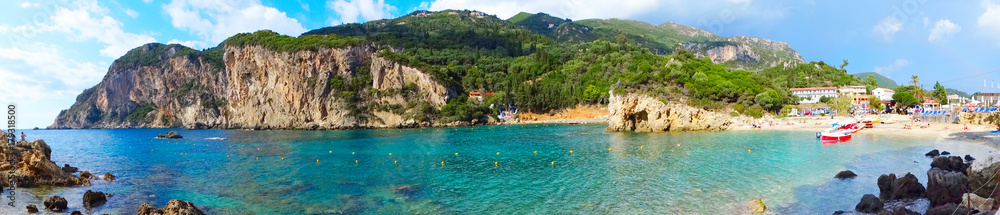Fototapeta premium paleokastritsa blue lagoons coast landscape ionian sea on Corfu island