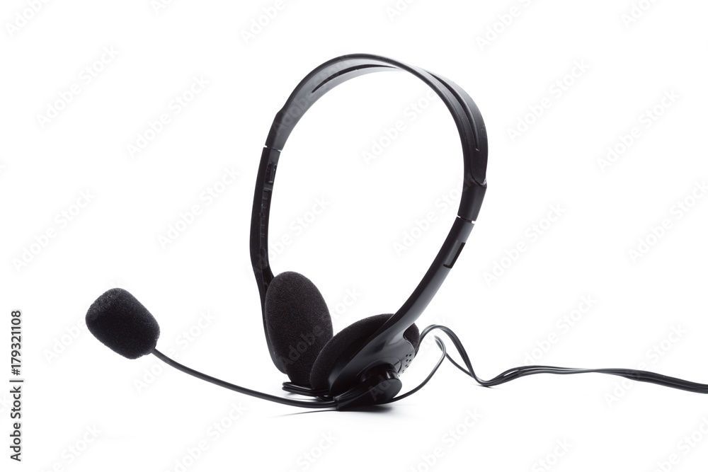 headset with microphone isolated on white headset with microphone isolated on white