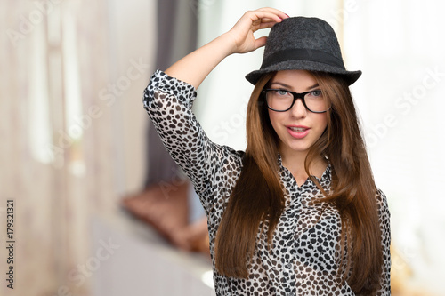 Young woman wearing glasses