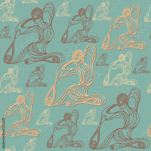 Seamless texture with abstract yoga 2