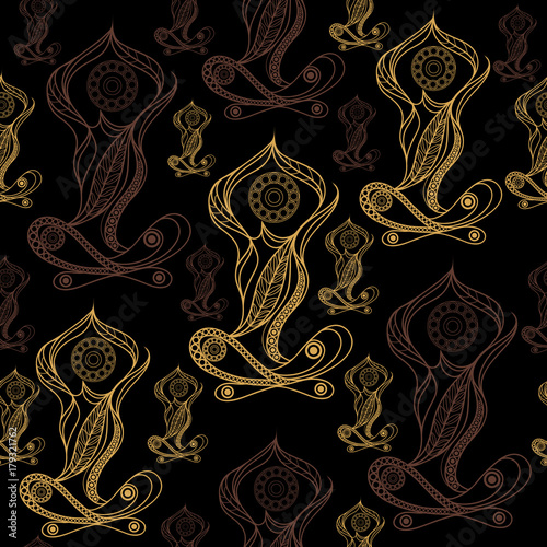 Seamless texture with abstract yoga 3