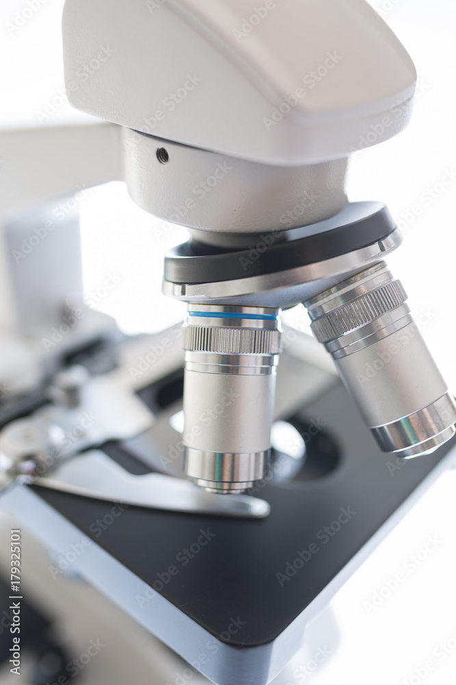 Laboratory microscope close up - school research concept Laboratory microscope close up - school research concept