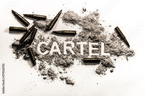 Cartel word as criminal financial or business association, drug dealer photo